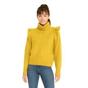 Masscob Ruffle Shoulder Merino Wool Sweater Medium Yellow